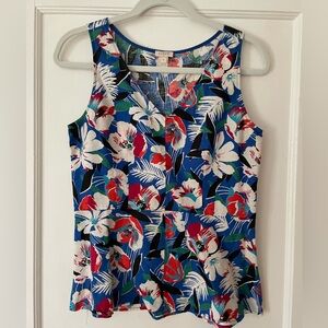 J. Crew Royal Blue Tropical Floral Sleeveless Dress